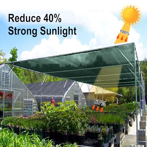 LOVE STORY 6x12FT 40% Dark Green Shade Cloth Sun Shade Net UV Resistant Mesh Tarp Plant Cover Sunblock Net for Garden,Greenhouse,Vegetables,Flowers - color: 40% Shade-Dark Green, size: 6FTx12FT