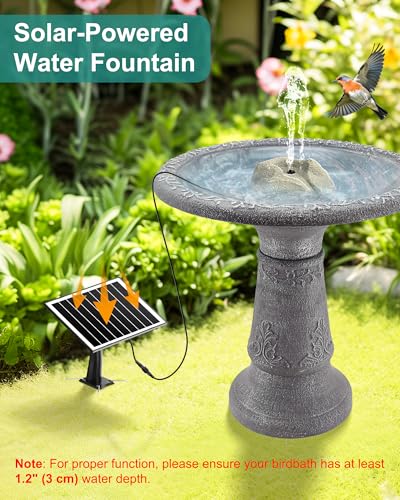 Rock Solar Fountain for Bird Bath, Dry-Run Protect,10 Nozzles(White) | Bird Bath Fountain for Outdoor Garden Pond,Resin Granite Rock,Dry Run Protection,Solar Powered - color: White