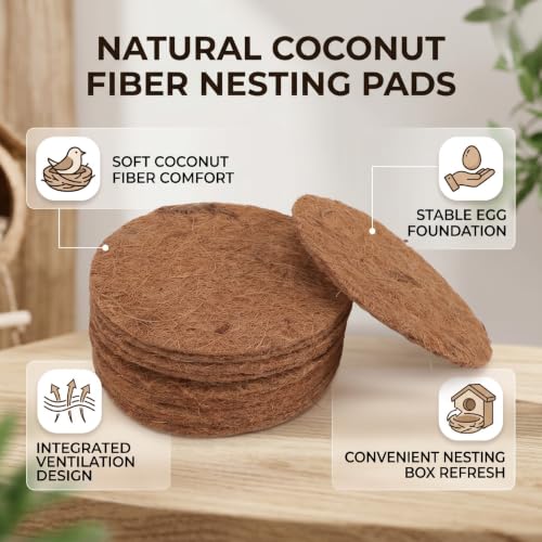 Haofy 5.91x5.91inch Bird Cage Liner 10 Pack Coconut Coir Fiber (15CM Thick) | Pigeon Breeding Pad for Parakeet Chicken Hatching Box Liner for Eggs and Small Pets Bird Nesting Mat