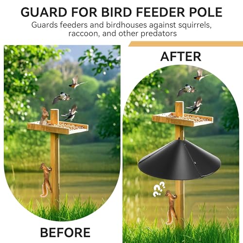 Qualirey 21.5" Metal Squirrel Proof Baffle, for 4 x 4 Posts,Black,1 Pack | Wrap Around Guard for Bird Feeder Pole to Deter Squirrels - color: Black