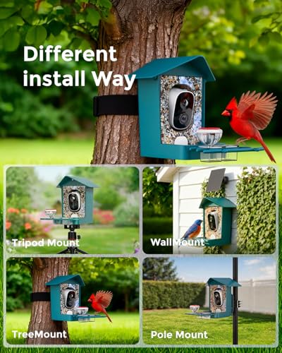 Devo Solar Smart Bird Feeder with Camera, WiFi Outdoor, AI ID, 2.5K HD | WiFi Bird Feeder Cam, Real-Time Alerts, Gift for Bird Lovers, Dad, Mom, Family