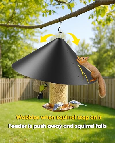 19 Inch Metal Squirrel Baffle for Bird Feeder Pole | Squirrel Proof Bird Feeders for Outdoors Hanging Cover for Rain Guard, Rust Proof Chew Proof Heavy, 1 Pack