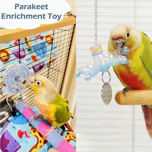 3pcs Bird Toys for Parakeets, Colorful Spinner Wheel (Rondom Color) | Interactive Enrichment Toy Create Soft Rustling Sounds When Spinning, Safe for Chewing to Meet Birds' Gnawing Instincts - style: 3pcs