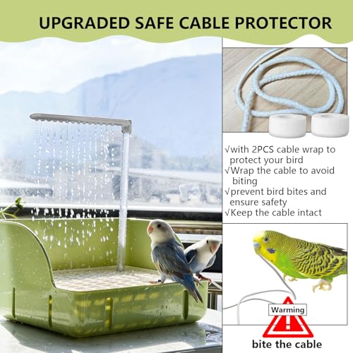 Automatic Parakeet Bird Bath with Pump,Parrot Shower Bathtub (Green) | Circulating Water System Large Bird Fountain Bath Bathing Tub for Budgie Cockatiel Lovebird Conure - color: Green
