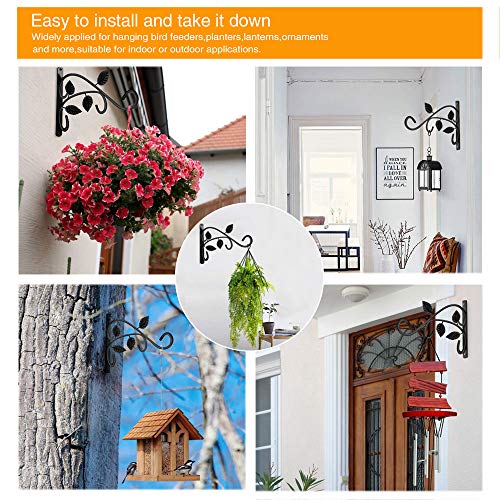 Hanging Plant Bracket, 12 Inch Wall Mount Hanging Plant Hook, Rust-Resistant Decorative Metal Plant Hanger for Flowers, Lanterns, Bird Feeders, Wind Chimes
