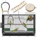 20-inch Bird Cage,Foldable Medium Small Parrot Parakeet Bird Cages for Parrots Canaries Cockatiels Lovebirds Finches Budgies Conures Pet Metal Birdcage with Slide-Out Tray and 4 Pcs Bird Toys