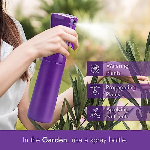 VIGOR PATH Continuous Spray Bottle for Hair – Fine Mist Mister for Hairstyling, Cleaning, Plants, Pets, Barbers, Salons, and Essential Oil Applications (300ml/10.1 oz) Dark Purple - color: Dark Purple - 10oz