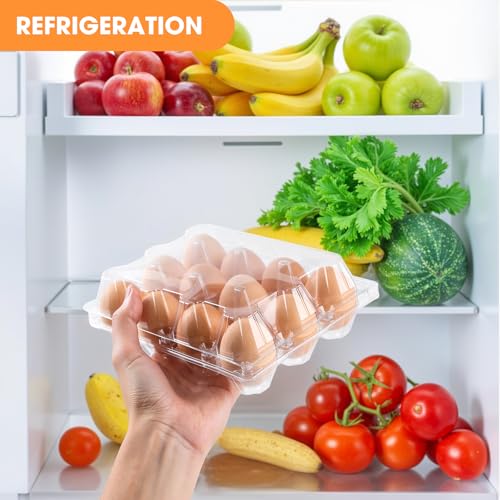 100 Pack Egg Cartons Cheap Bulk,Plastic Egg Carton 3x4 Grids | 12 Count Clear Egg Cartons, Reusable Egg Holder Egg Trays for Family, Chicken Farm, Markets Display - Medium Egg Container - size: 3X4-100PCS