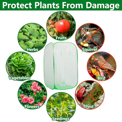 59" x 35" x 35" Pop Up Garden Mesh Plant Cover, Plant Protectors Mesh Plant Enclosure, Garden Net Cage Pest Protection Guard Tent with Storage Bag for Protect Plant Vegetable Fruit from Birds Insects - color: 59 X 35 X 35 Inch