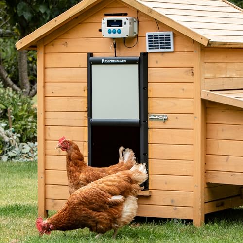 ChickenGuard Automatic Chicken Coop Door Opener, Power by Solar/Batteries/Electric. Strong Motor Lifts 2kg; Timer/Light Sensing; Motor Units only or Combination Kits (PRO + Door + Solar Kit) - size: PRO + Door + Solar Kit