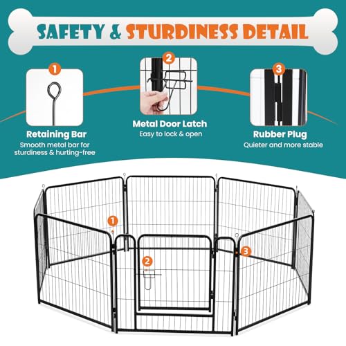 NEWBULIG Dog Playpen Indoor 8 Panels 24 Inch, Outdoor Metal Dog Fence Pen | Heavy Duty Metal Exercise Pen, Foldable Portable, RV Camping, Yard Garden, Small Dogs Pet Pen - color: Black, size: 24IN