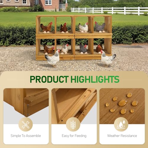 Outvita Nesting Boxes for Chickens 8 Compartments, Wood Chicken Nesting Box Wall Mount, Versatile Use Nest Box for Chicken Coop, Easy to Assemble for Chickens, Hens, Ducks - color: 8 Compartments
