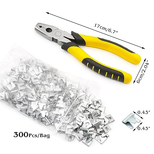 1500pcs Wire Cage Buckle Clips J Clips for Wire Cages with Pliers | Fasten Clips J Clips Snap Plier Tools for Chicken Cage，Heavy Duty, Save Effort and Sturdy, Widely Used