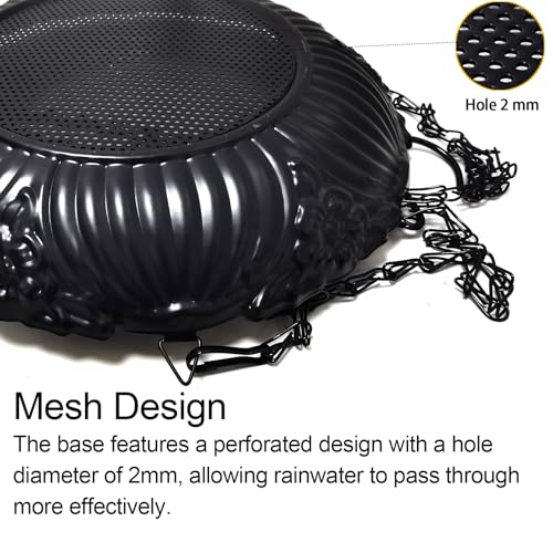 Platform Bird Feeder，11 inch Large Metal Hanging Tray Bird Feeders for Outside, 2 Pack - color: Black-2pack