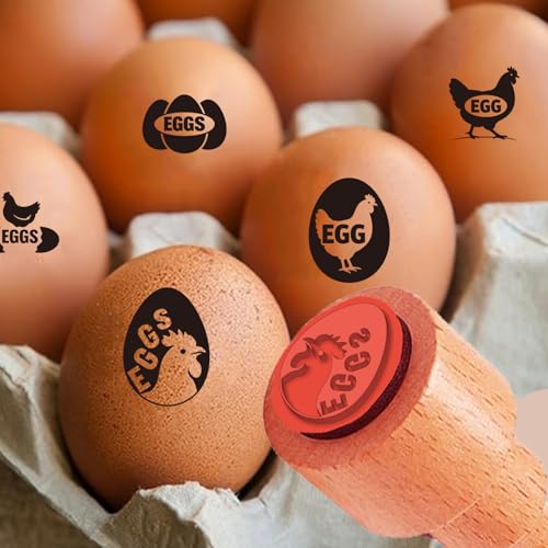 AHANDMAKER 5 Styles Small Wooden Rubber Egg Stamp Mini Chicken Egg Theme Stamp Unique Designs for Easter Egg Decoration DIY Making Scrapbooking Card Stamping Crafting - style: Chicken Egg