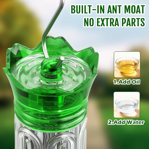 Birdream 2 Pack-20oz Hummingbird Feeders for Outdoors, Plastic Hummingbird Feeder with 5 Bee Guard Feeding Ports & Cleaning Brush, Leak Proof, Built-in Ant Moat, Green - color: Green, size: 2 Pack