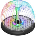 Solar Fountain UFO Style, 2026 Upgrade 5W Glass Solar Panel Bird Bath Fountain with LED Lights, 4000mAh Backup Battery, 7 Nozzles for for Garden, Pond, Pool, Patio Outdoor Water Feature - color: Black