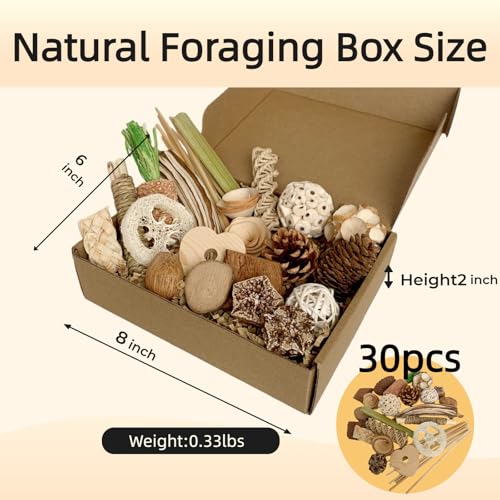 30PCS Natural Foraging & Chew Parrot Toys, Shredding Box for Birds | Natural Bird Toy Set for Parakeets, Cockatiels, Conures & Lovebirds, Helps Reduce Stress & Cage Boredom - size: Medium