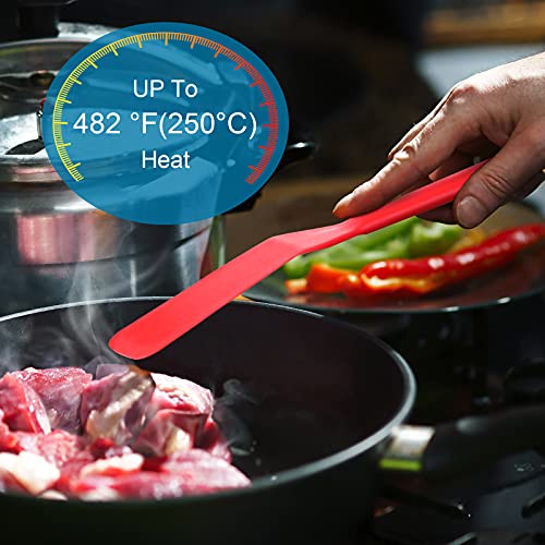 Crepe Spatula Narrow Silicone Thin Spatula Omelet Turner Multifunctional Long Heat Resistant Cooking Non Stick Pancake for Omelet Crepes Cooking Egg Burgers Pizza Pancake Steak(Red) - color: Red