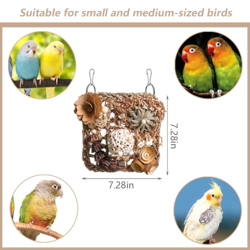 Bird Foraging Toys Natural Bird Toys Conure Toys Parrot Shredding Hanging Toys for Small to Medium Birds Parakeet Cockatiel Conure Lovebird Budgie