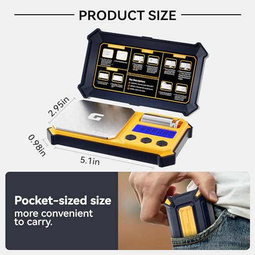 GRAM PRES Digital Pocket Gram Scale 300g x 0.01g Accuracy, Small High | Precision Portable Scale Digital Weight Grams and Oz for Jewelry,Diamond，Arrows, Powders and Medicine,with 50g Cal Weights