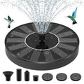 Solar Water Fountains,Solar Powered Bird Bath Fountain with 6 Nozzles - Free Standing Floating Solar Fountains for Bird Bath, Garden, Pond, Pool (Black-1W)