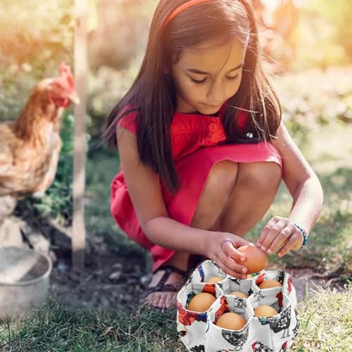 Egg Collecting Basket, Eggs Gathering Basket Canvas Egg Bags with 7 Pouches for Farmhouse Chicken Hen Duck Goose Housewife Garden Transporting Storage - color: White