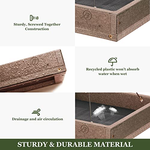 Kingsyard Platform Bird Feeder for Outdoors, Hanging Tray, 2 Pack | Recycled Poly Lumber, Weatherproof, 11x11 Tray, Holds up to 3 lbs Seeds or Mealworms, Easy Clean & Refill, Brown - color: Brown