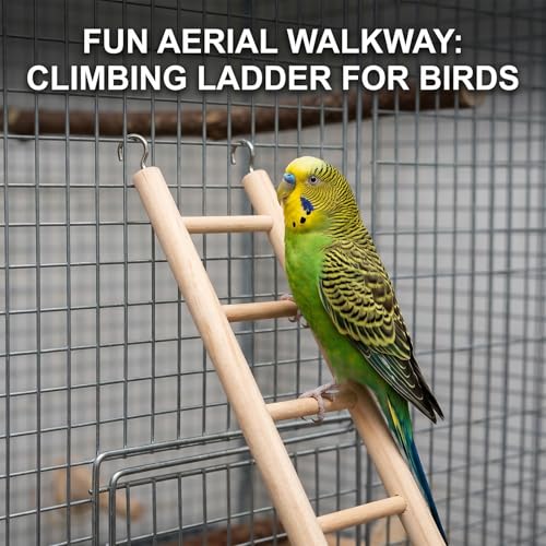 2 Pcs Wooden Ladder for Bird Cage, Hanging Bird Ladder, Parrot Step Cage for Parakeets, Parrots, Cockatoo & Lovebirds (6 Step & 8 Step)