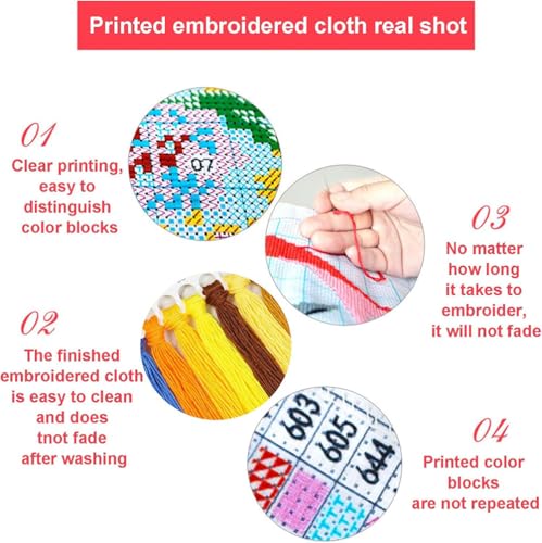 Meecaa Cross Stitch Kits 14 Count Stamped, Lemon Flower Embroidery Kit with Accessories Pre Printed (Wheat Field) - color: Wheat Field
