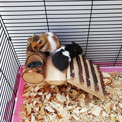 Apple Wood Feeding Bowl for Small Animals, Food Dish for Guinea Pig, Chinchilla Parrots - color: Double Groove Bowl