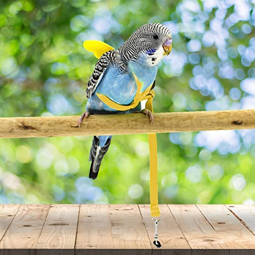 Dnoifne Pet Parrot Bird Harness and Leash, Adjustable Training Design Anti-Bite, Bird Nylon Rope with Cute Wing for Parrots, Suitable for Scarlet, Keck, Mini Macaw and Same Size Birds (Yellow) - color: yellow