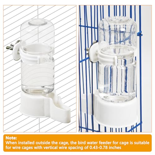 BNOSDM Automatic Bird Water Dispenser 2 Pcs No Mess Parrot Cage Water Feeder Drinker Suspended Bird Drinking Device Parakeet Cage Accessories for Budgies, Cockatiel, Conure, Canary, Finch (White) - color: 2 Pcs White Automatic Bird Water Dispenser