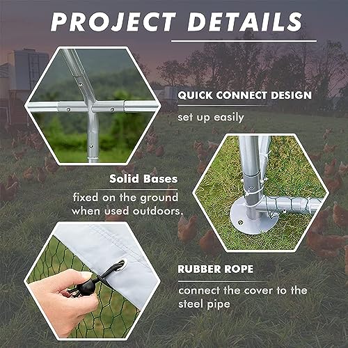 LEMBERI Small Metal Chicken Coop, Walk-in Chicken Run,Galvanized Wire Poultry Chicken Hen Pen Cage, Rabbits Duck Cages with Waterproof and Anti-Ultraviolet Cover for Outside,Backyard and Farm - size: 118"L x 39.5"W x 59"H