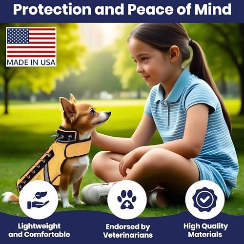 CoyoteVest SpikeVest Dog Harness, Made in the USA, XXS-Yellow | Stab-Resistant Protective Vest | Coyote Vest for Dogs | Defends Against Coyotes, Dogs, Birds of Prey | Reflective Safety - color: Yellow, size: XX-Small