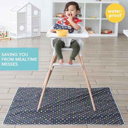 Bumkins Baby Splat Mat for Under High Chair, Babies Toddlers Eating Mess Mat, Waterproof Reusable Cloth for Arts and Crafts, Playtime Mat for Kids, Floor or Table, 42inx42in, Nintendo Super Mario - color: D5 Super Mario Lineup