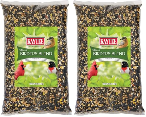 Kaytee Ultimate Birder's Blend Food,Wild Bird Seed for Grosbeaks,Cardinals,Nuthatches,Woodpeckers & More Outside Feeders,10 Pound,(Pack of 2) - size: 160 Ounce (Pack of 2), style: Birder's Blend