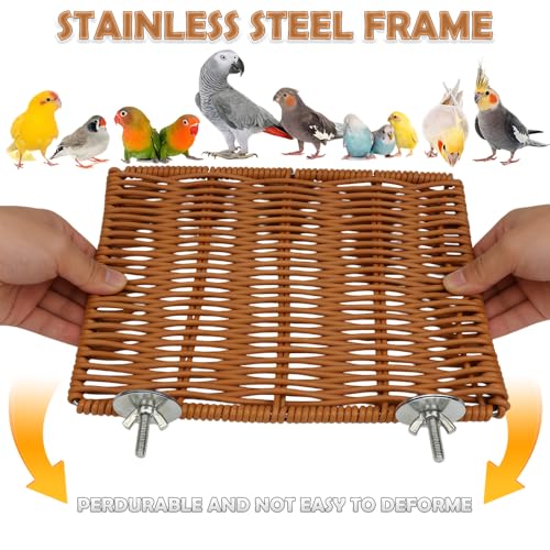 Title: Bird Perch Platform Small Animals Perch Stand Rectangle Breathable Cage Accessory for Cockatiel Parrot (Brown)