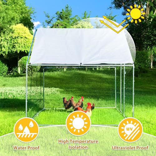 Large Chicken Coop Chicken Runs for Yard with Cover Outdoor Metal Pet Pens Poultry Cage Duck Rabbit House Backyard Use - size: 120.0"L x 76.8"W x 79.2"H