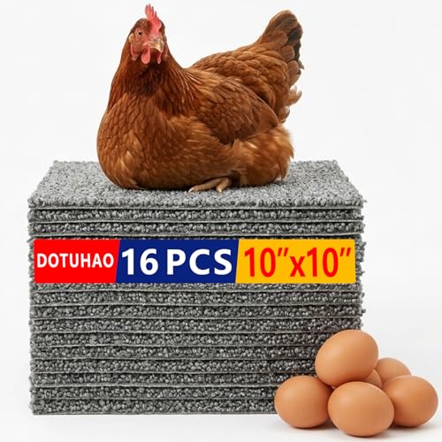 Chicken Nesting Pads, 16 Pack Nesting Pads for Chicken Coop, 10×10 Inch Washable Laying Box Pads for Chickens Coop, Reusable Chicken Laying Mats(10” x 10”,16 Pack)