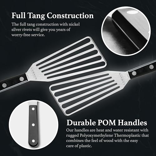 Lamson Fish Spatula, Slotted Metal Turner, 3 x 6 In, Right Hand | Ultra Durable composite handle, dishwasher safe; flexible stainless blade; a dedicated left-handed model is available - color: UD Black RH, size: 3" x 6", style: Right Handed