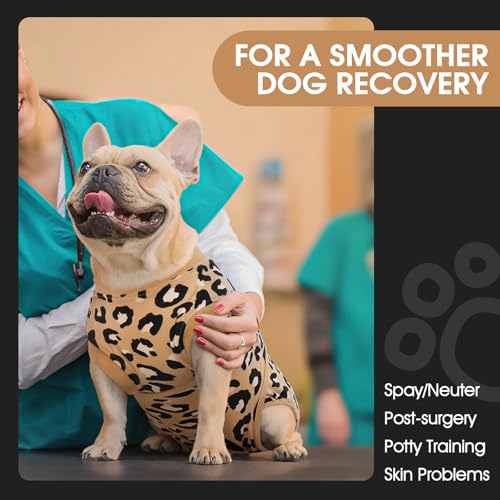 Dog Surgery Recovery Suit, Soft Breathable Neuter Suit for Male Dogs | Post Neuter Surgery Suit, Alternative to Cone of Shame, Wound Care for Dogs, Anti-lick Dog Recovery Suit Brown Leopard XS - color: Brown Leopard, size: Xs(back:8.3-11.4in,wt:4-7lbs)