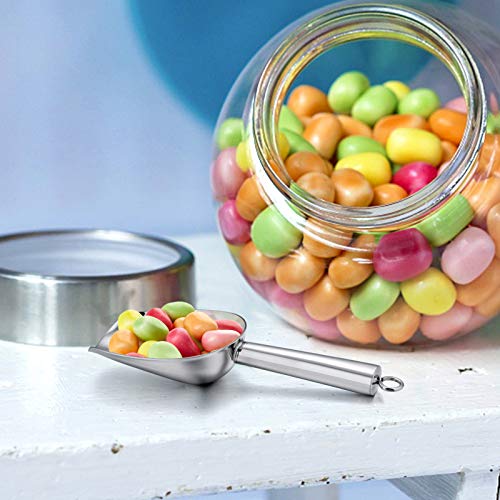 E-far Mini Ice Scoop Set of 2, 3 Ounce Stainless Steel Scoops for Freezer | Ideal for Ice Cube/Candy/Flour/Sugar, Metal Utility Scoop for Canister/Baking/Kitchen Pantry, Rust Proof & Dishwasher Safe - color: Silver