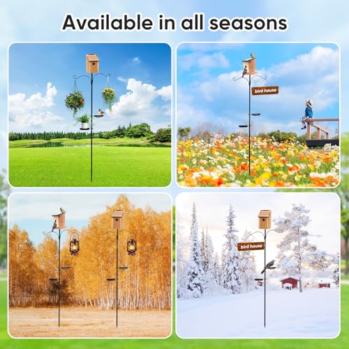 78 Inch Heavy Duty Bird Feeder Pole with Anti-Squirrel Baffle-Compact for Gardens & Patios, Outdoor Bird Feeding Station