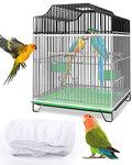 Bissap Bird Cage Seed Catcher, Universal Birdcage Net Nylon Adjustable Elastic Band Stretchy Skirts Mesh Cover for Parrot Cage Seed Guard (Not Include Birdcage)- White - color: White