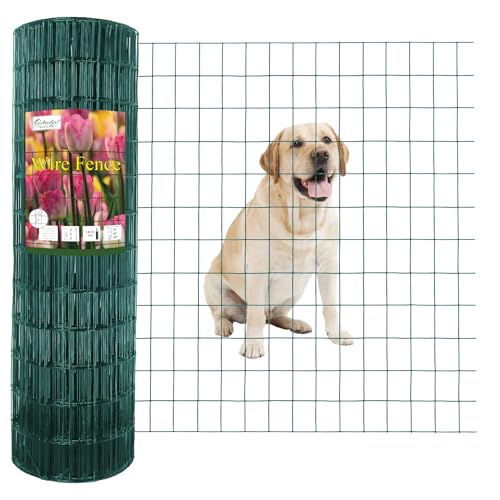 Green PVC Coated Welded Wire Fence 36" x 100' Roll, 2"x3" Mesh, 16 Gauge | Vinyl Coated Garden Fencing, Yard & Pet Barrier, Chicken Wire Fencing, Dog Enclosure Mesh, Vegetable Plant Protector - color: Green, size: 2''x3'' 16GA 36''x100'
