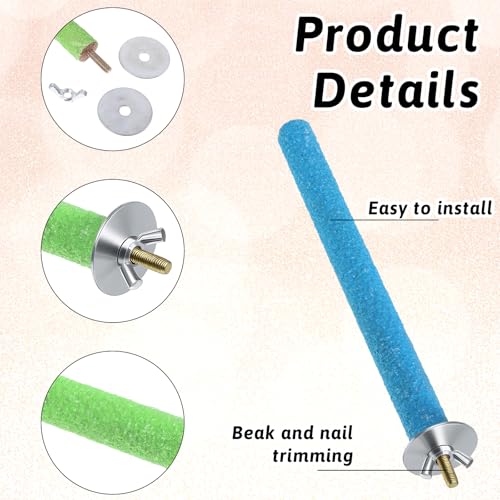 Bird Perches for Cage, 2 PCS Parrot Perch Bird Cage Perch Toy Paw Grinding Stick Cages Wooden Grinding Claw Sticks Sanded Surface Cages Toy for Parakeets Finches Parakeet Toys Birdcage Accessories - color: Blue, Green