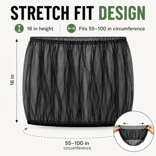 RAINFLOW 2 Pack Bird Cage Seed Catcher - Adjustable Bird Cage Skirt | Black & White, Fits 55-100 in Circumference, 16 in High, Breathable Seed Guard for Parrot, Parakeet and Cockatiel Cages