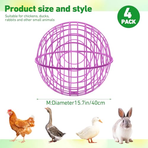 Leinuosen 4 Pack Chicken Ball Cage Movable Mesh Rabbit Coops Plastic Detachable Rolling Safety Hutch Prevents Dog Bites Horse Trampling for Bird Duck Outdoor(Purple) - color: Purple