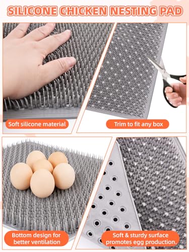 Kalolary 6 Pcs 12"x 14"Silicone Chicken Nesting Pads for Chicken Coop | Nesting Box Liners Reusable Chicken Egg Laying Mats Chicken Bedding for Coop Accessories for Hens Laying Eggs, Easy to Clean